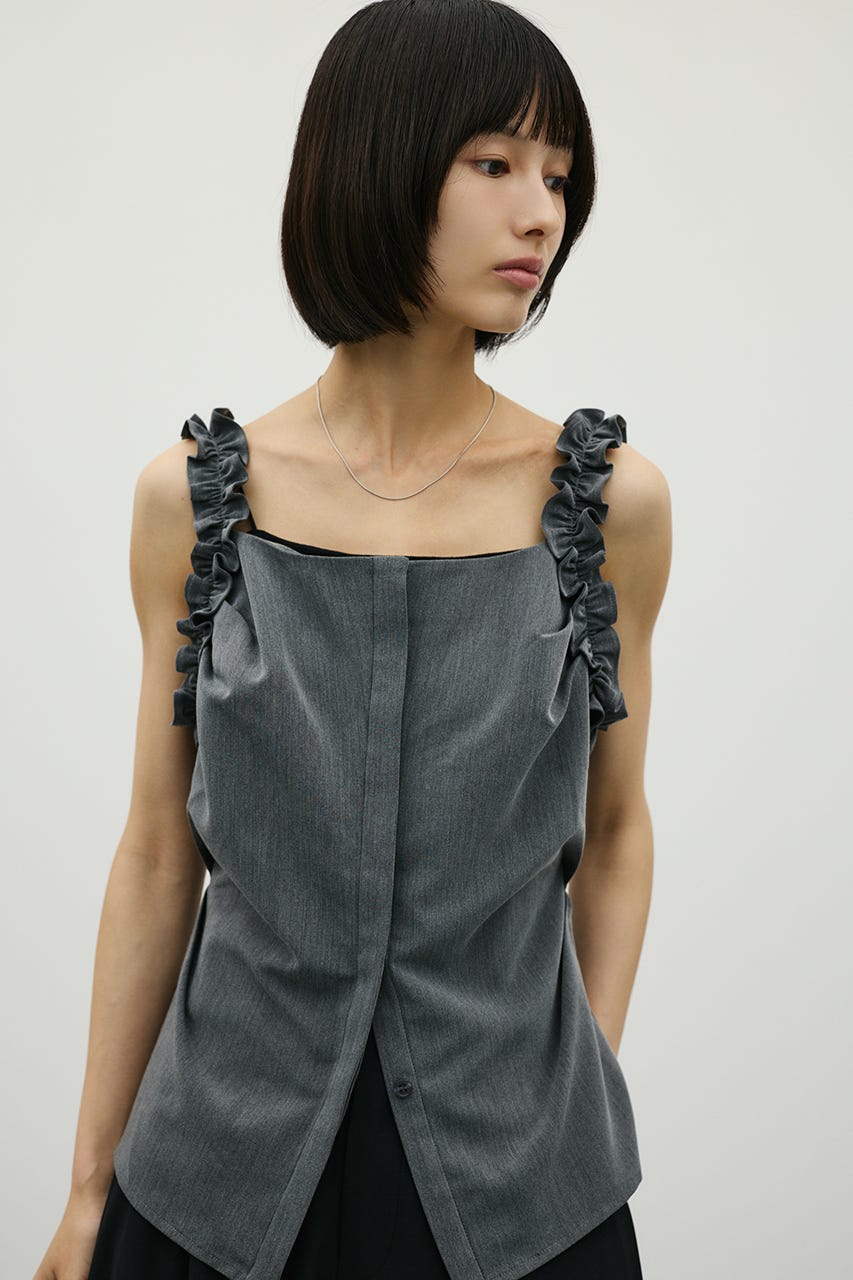 フリルショルダーキャミソール GRY S