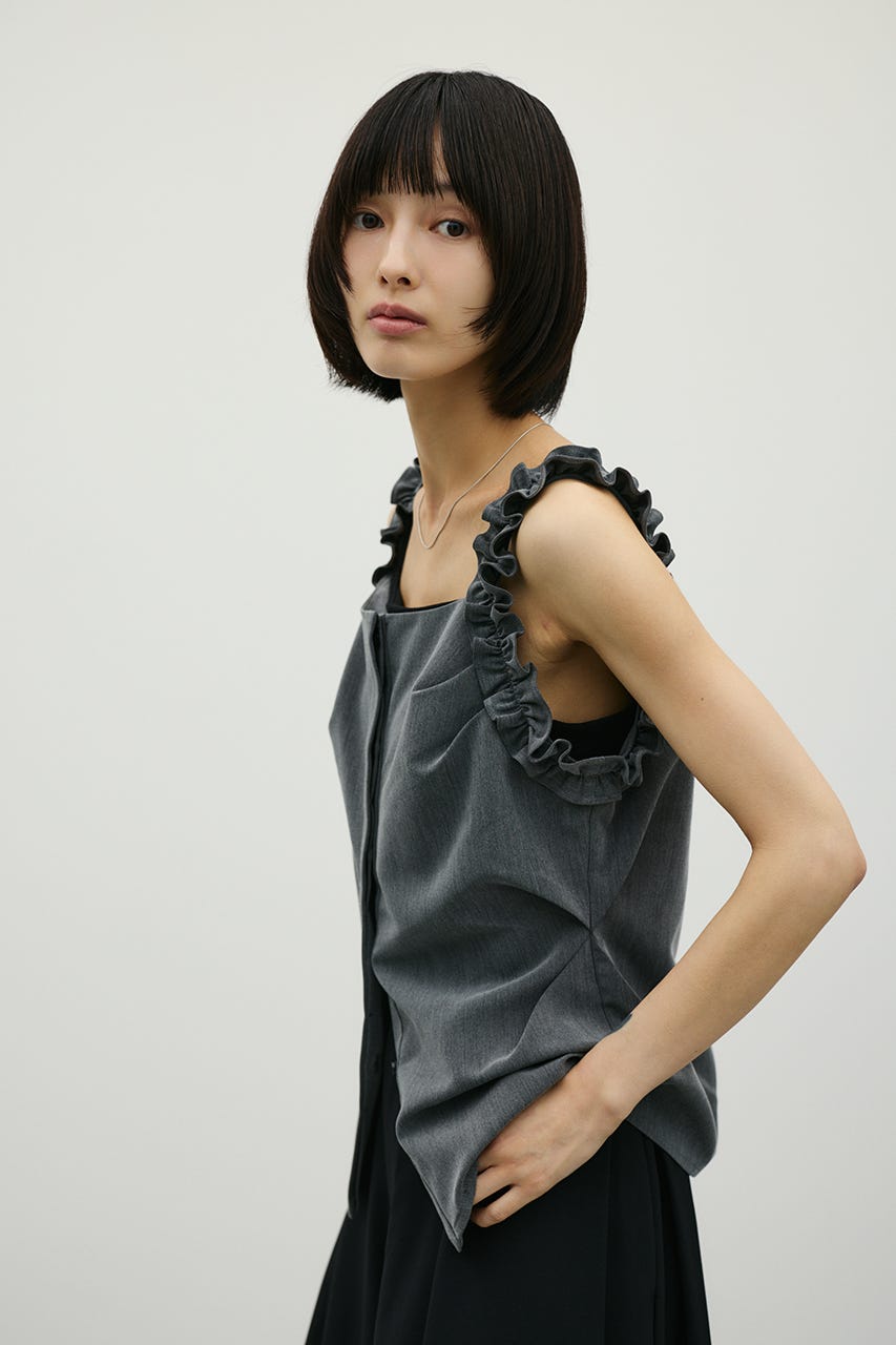 フリルショルダーキャミソール GRY S