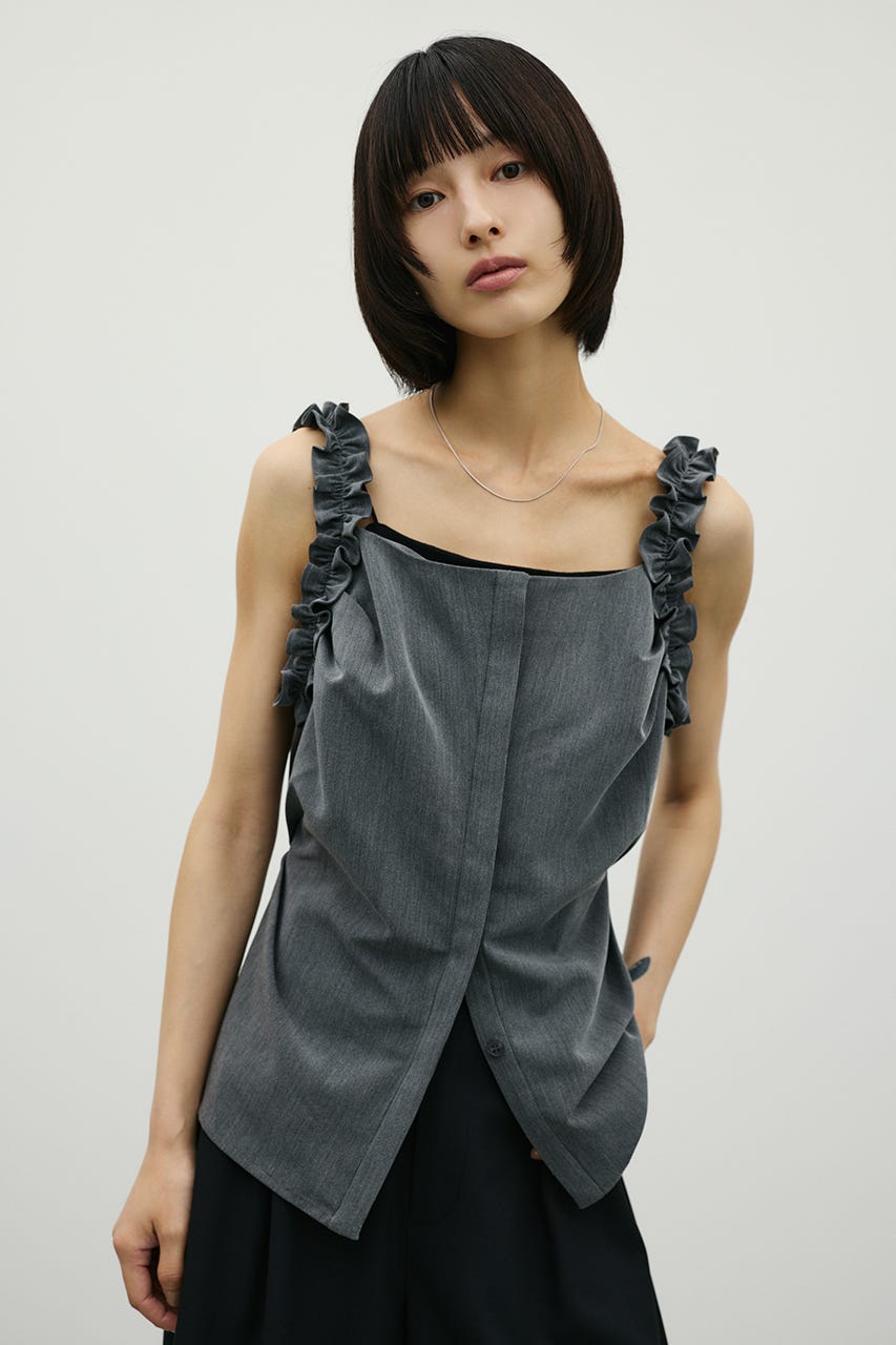 フリルショルダーキャミソール GRY S