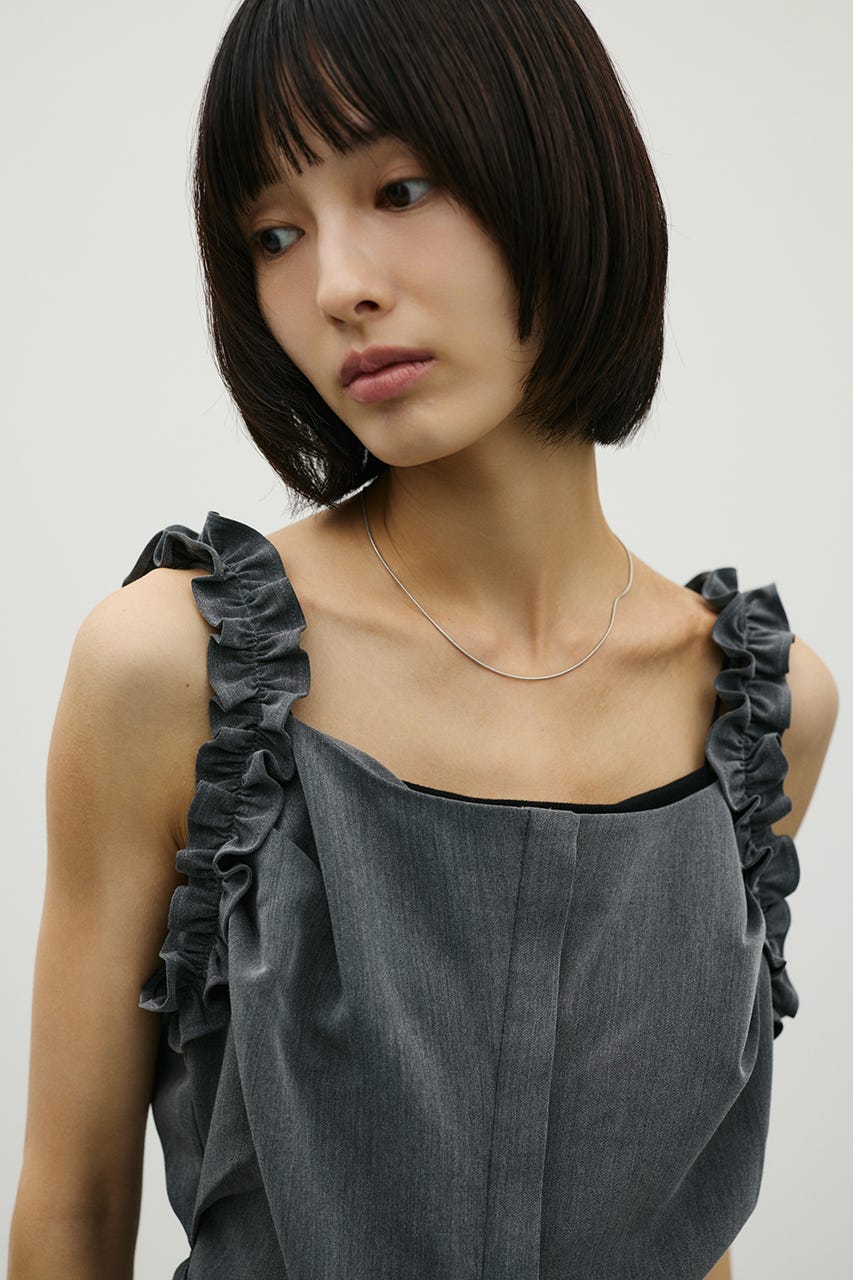 フリルショルダーキャミソール GRY S