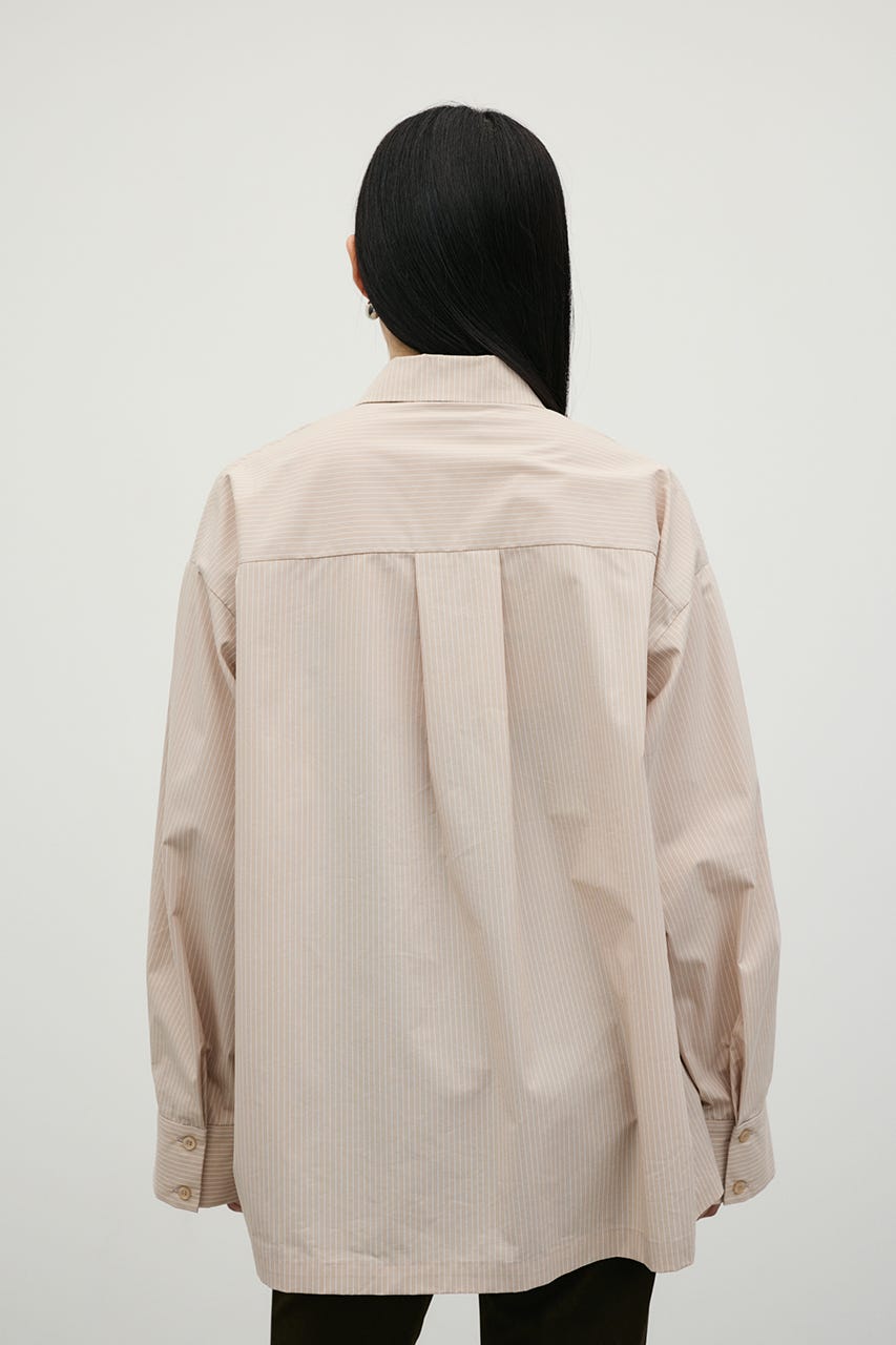 ストライプワイドカフオーバーシャツ BEG FREE