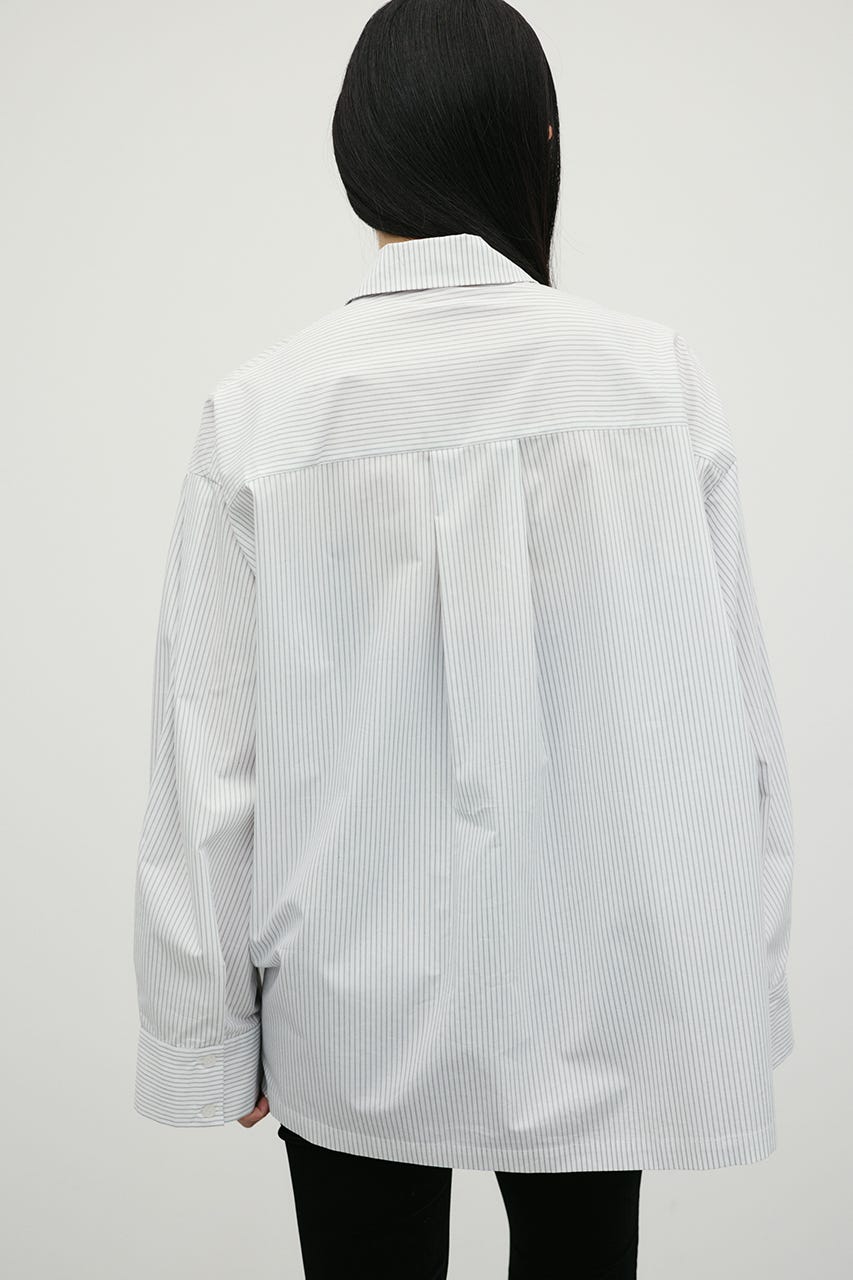ストライプワイドカフオーバーシャツ WHT FREE