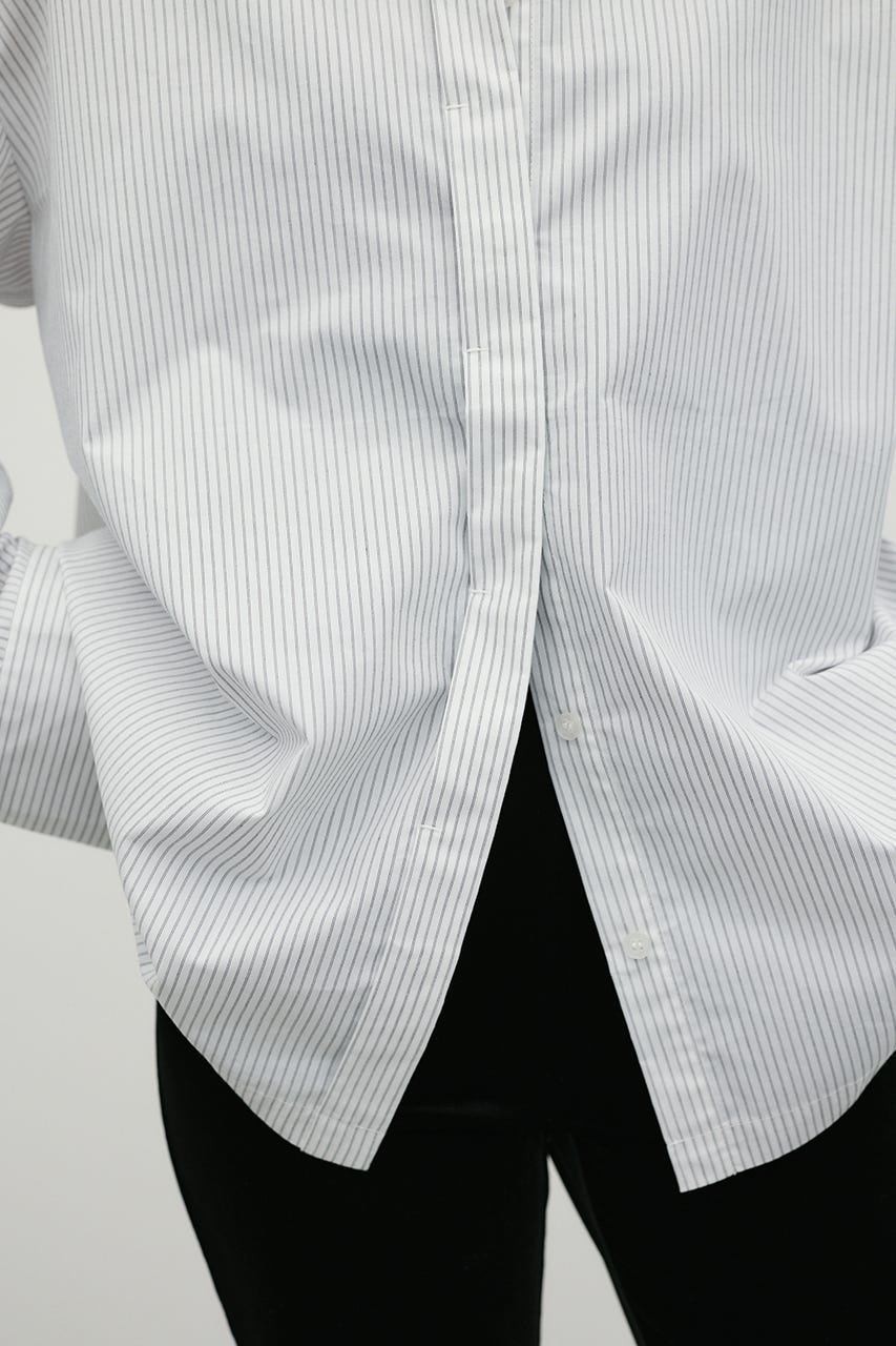 ストライプワイドカフオーバーシャツ WHT FREE