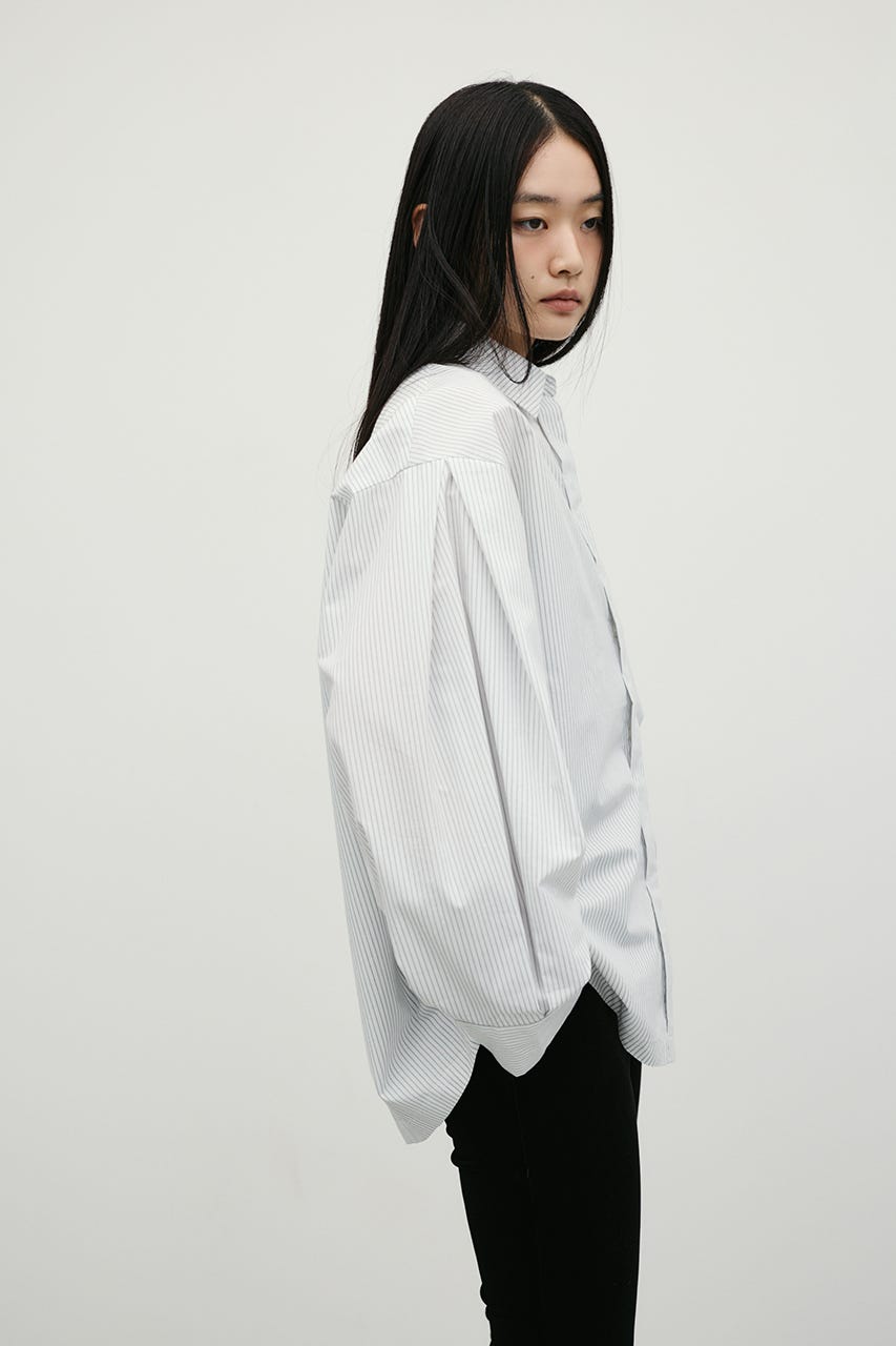 ストライプワイドカフオーバーシャツ WHT FREE