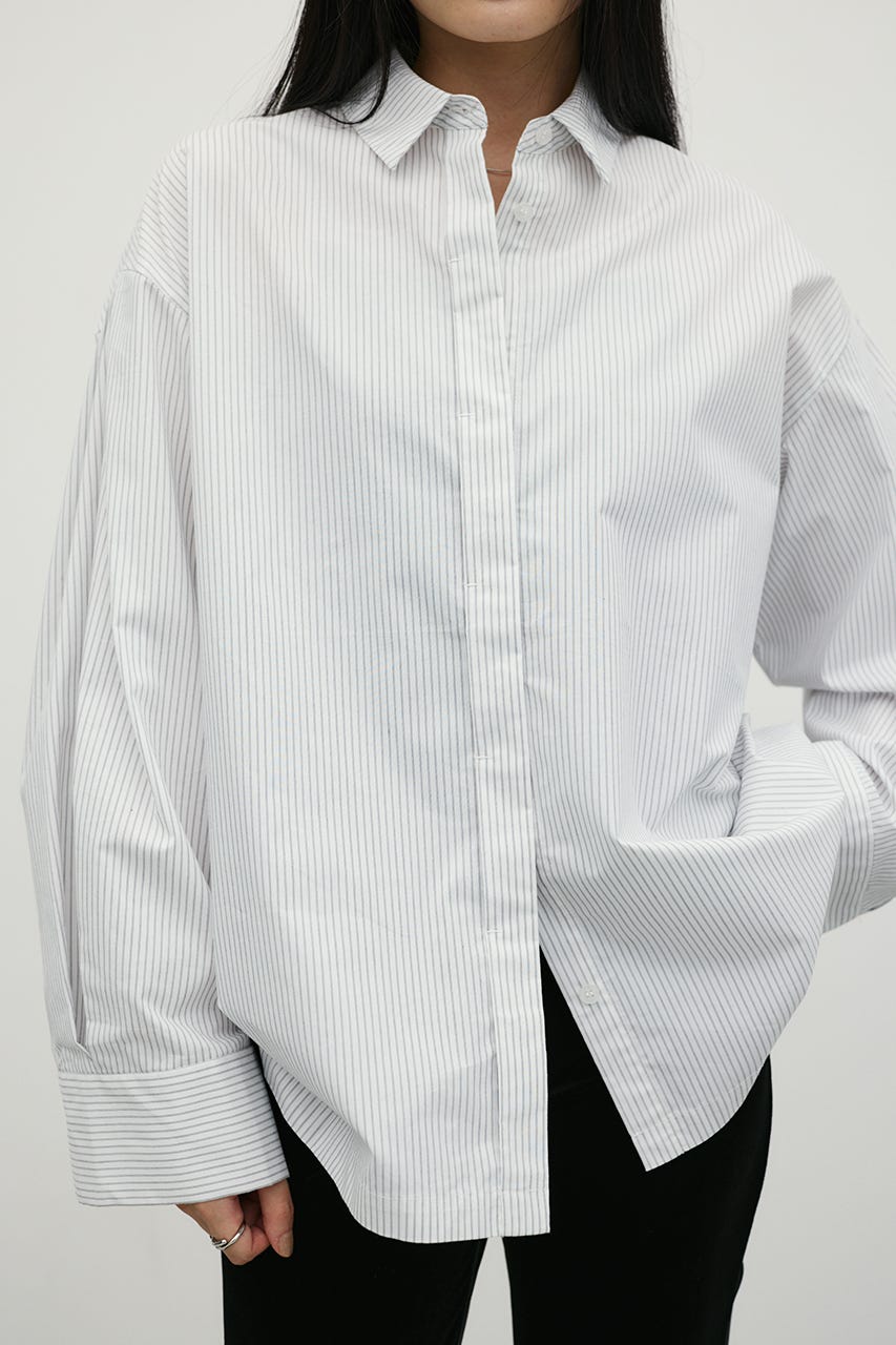 ストライプワイドカフオーバーシャツ WHT FREE