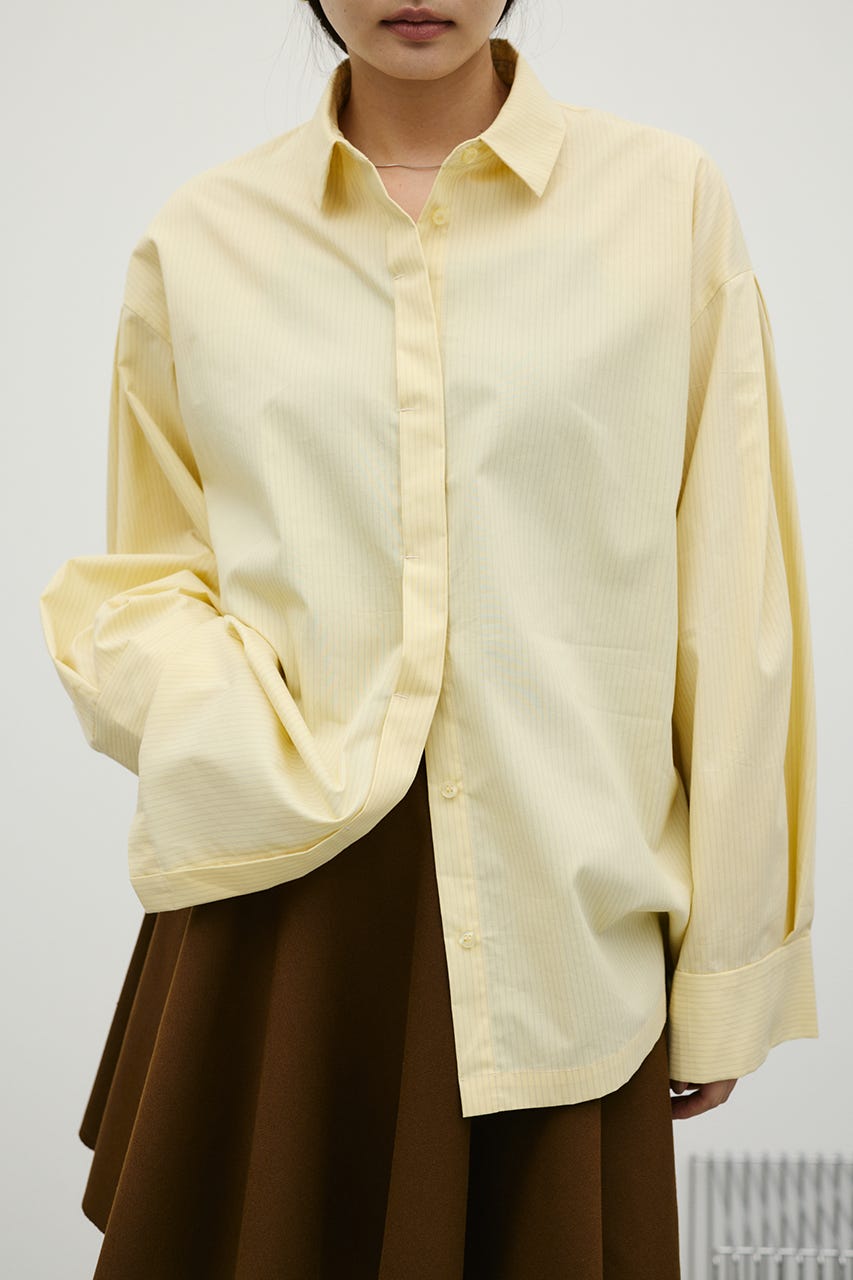 ストライプワイドカフオーバーシャツ YEL FREE
