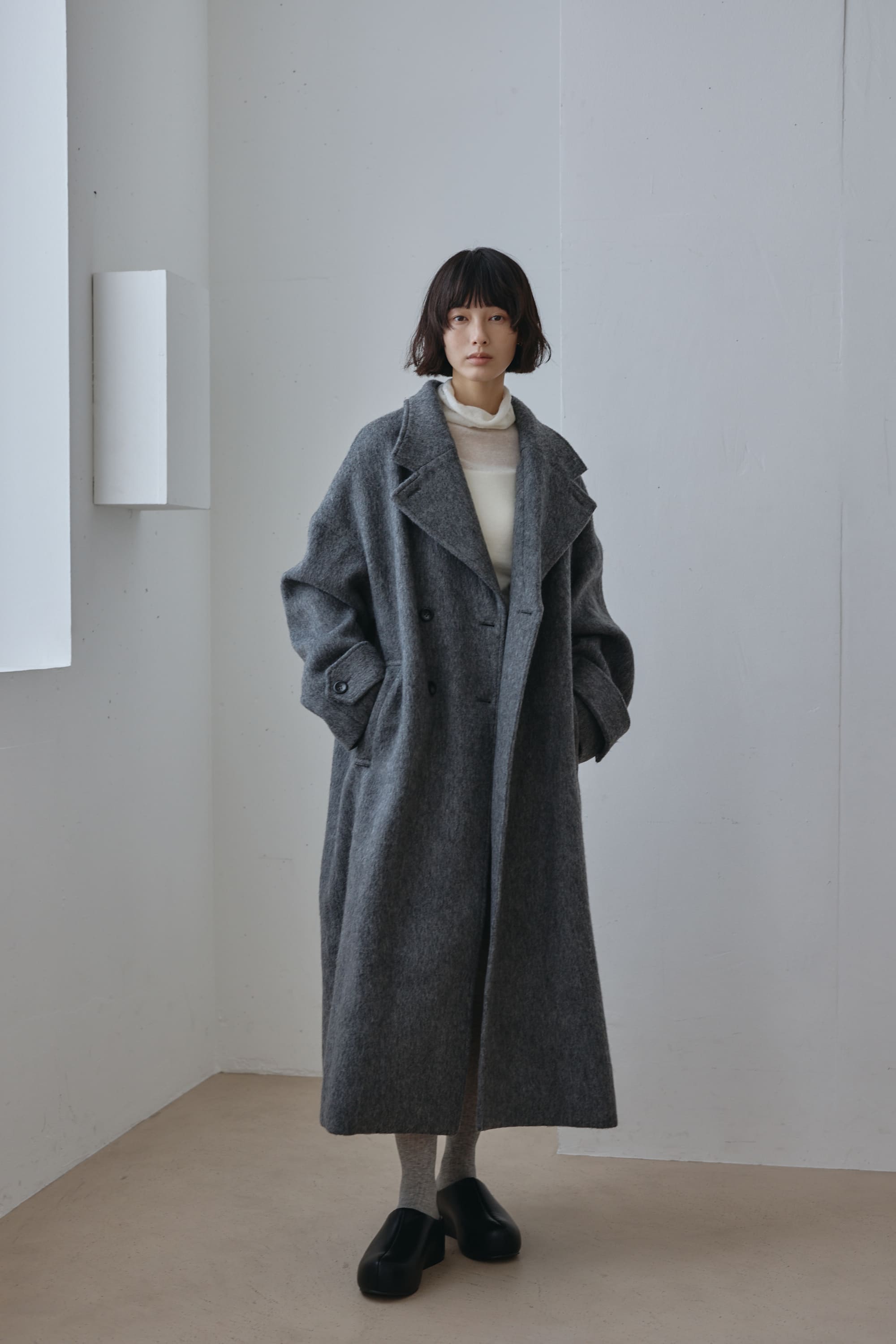 シャギーロングコート GRY M