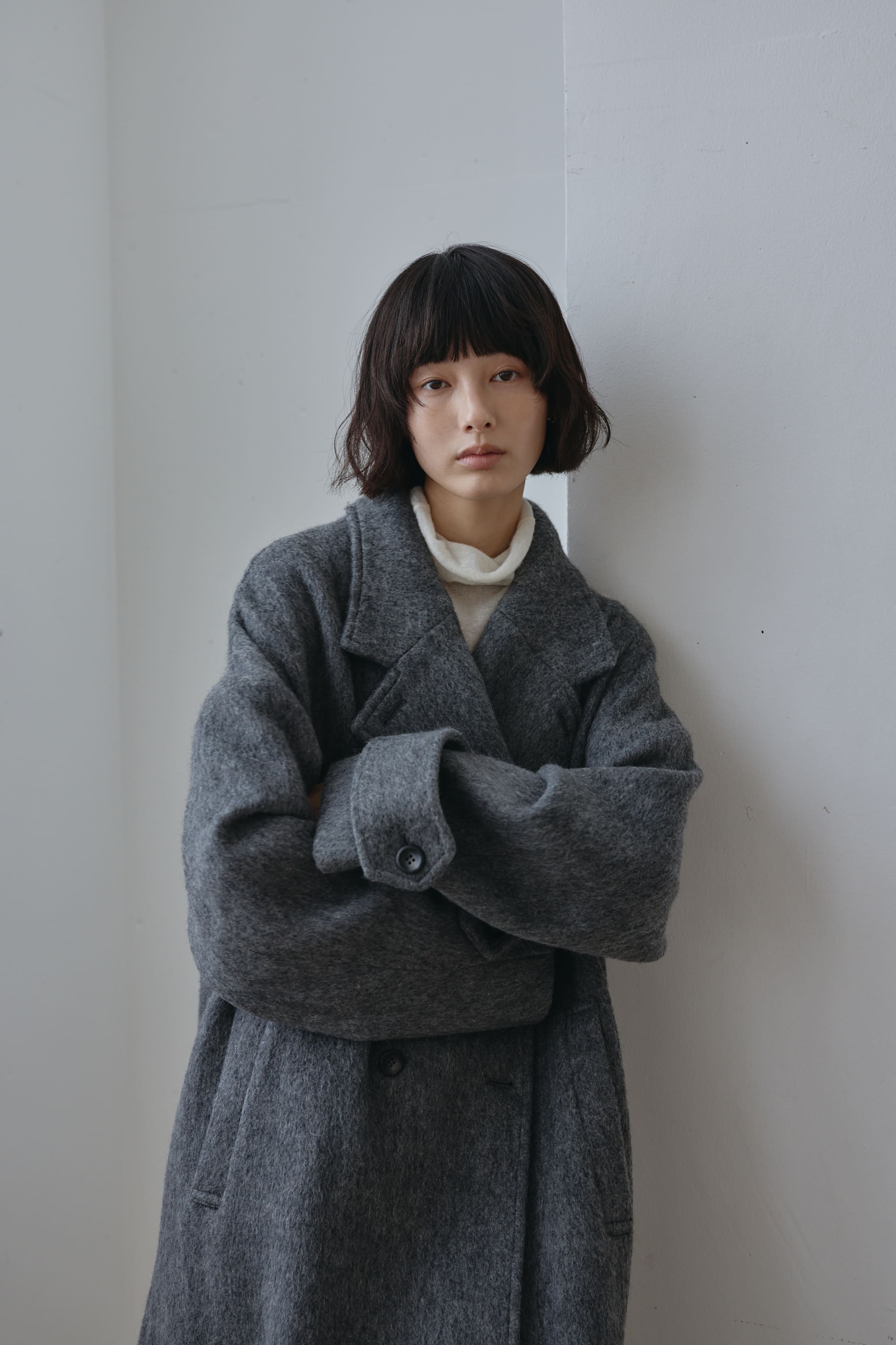 シャギーロングコート GRY M