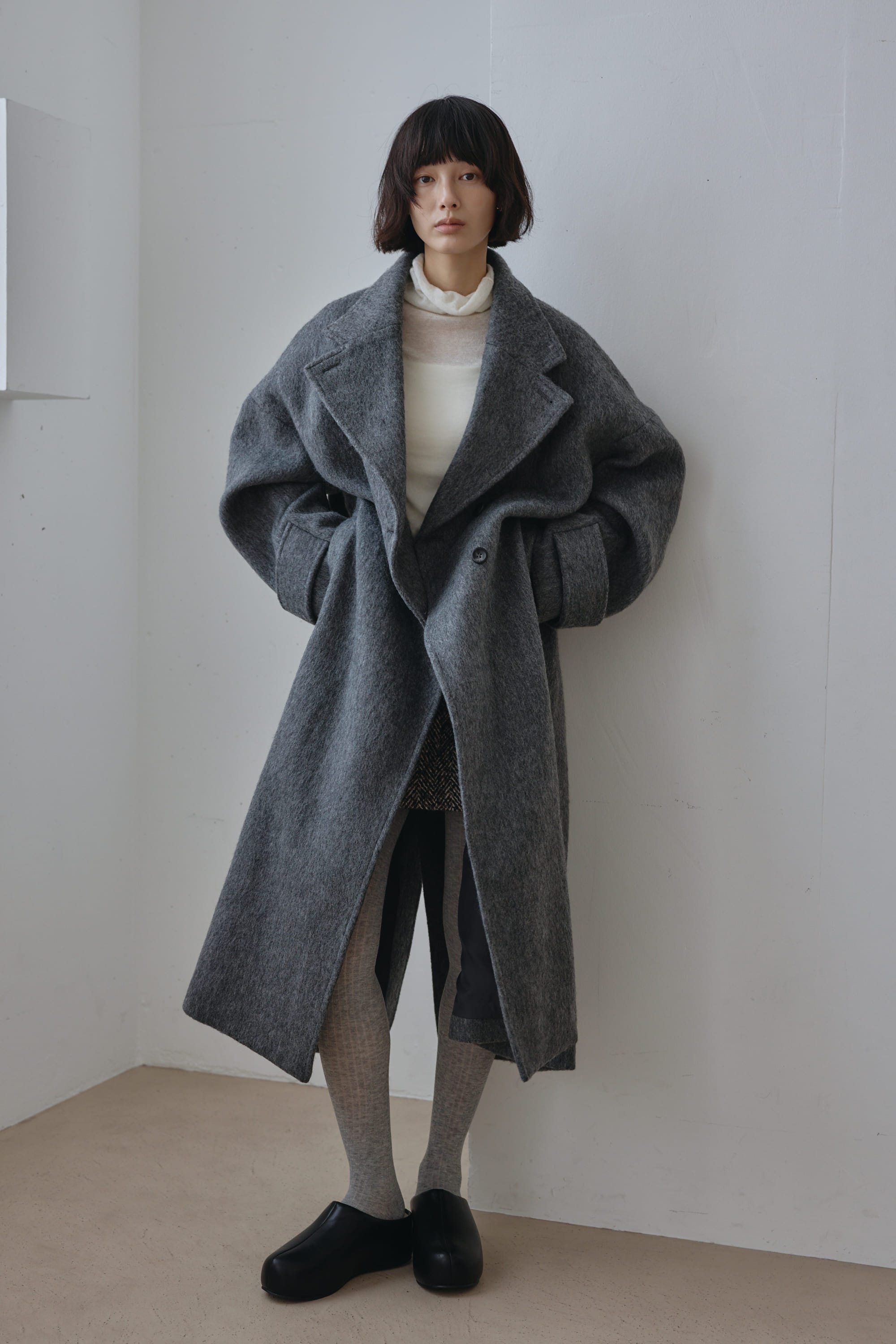 シャギーロングコート GRY M