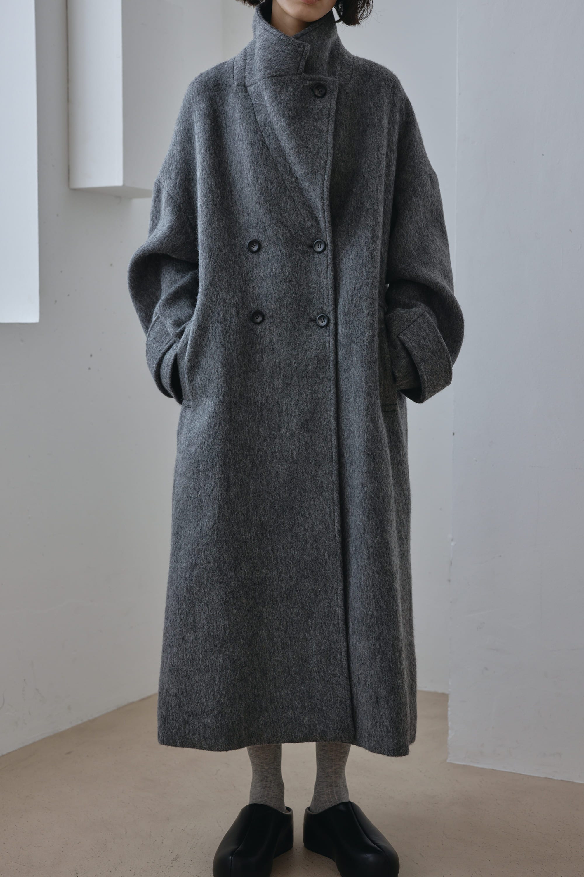 シャギーロングコート GRY M