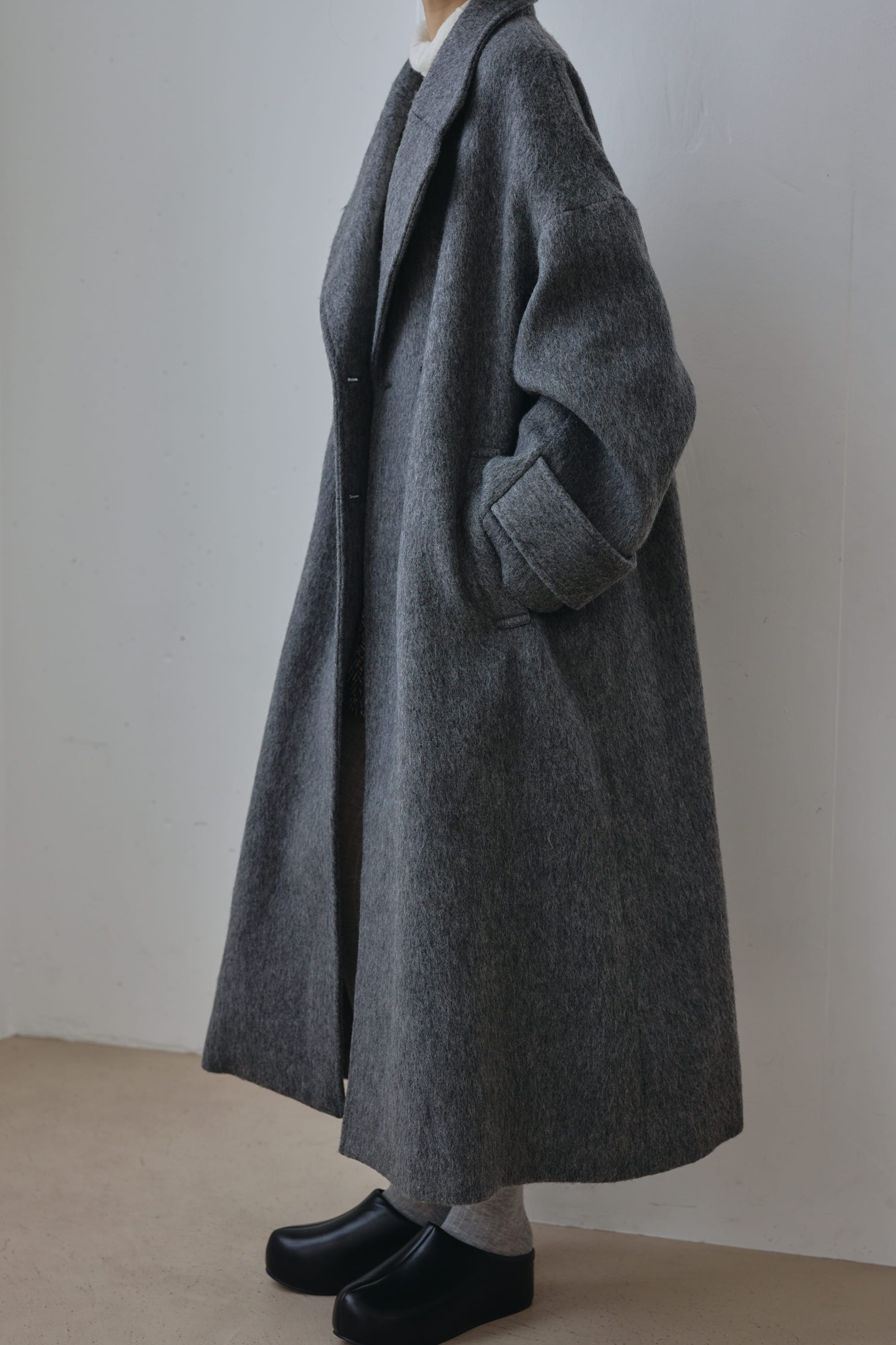 シャギーロングコート GRY M