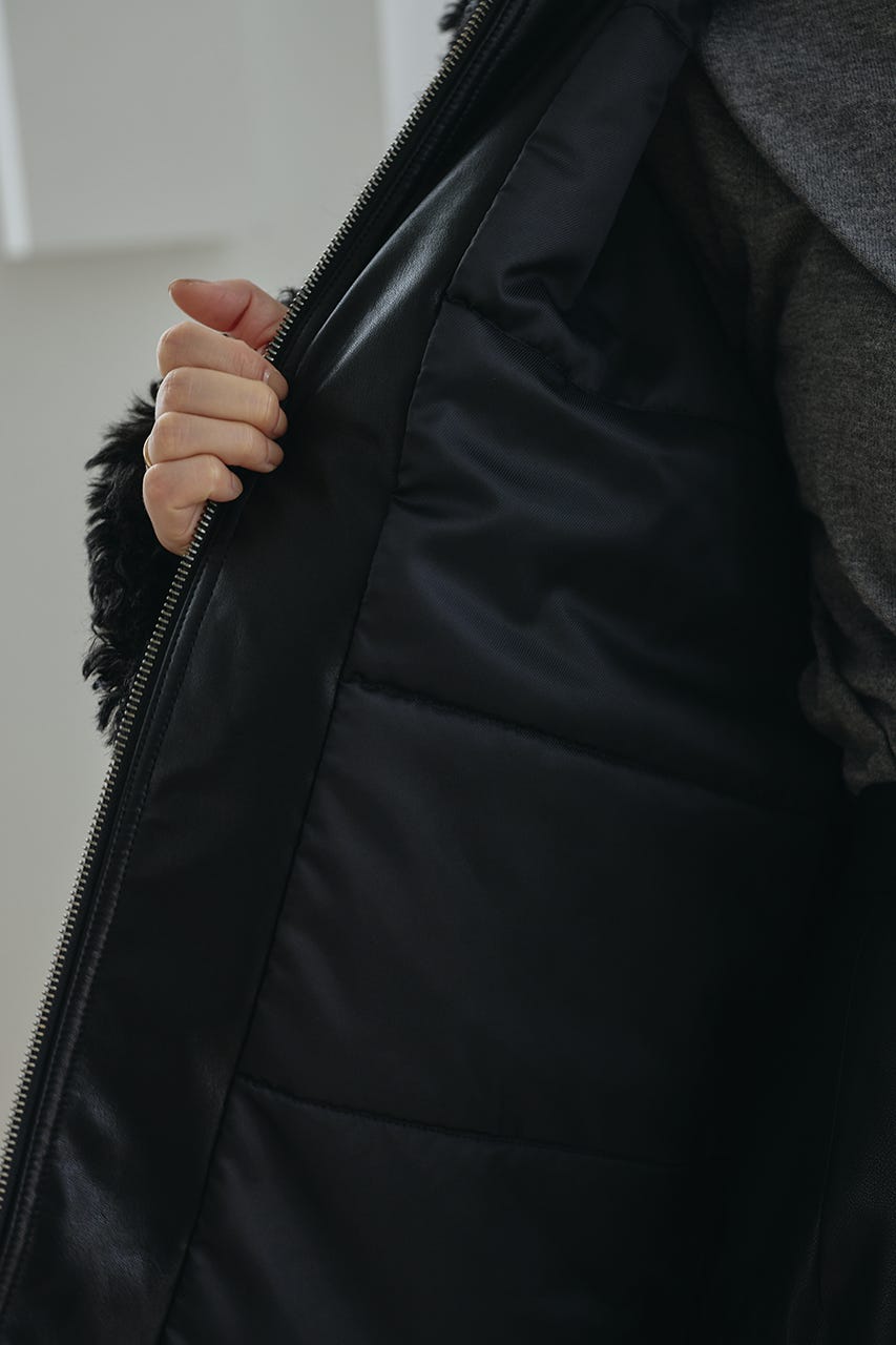 パッファーボアブルゾン BLK FREE