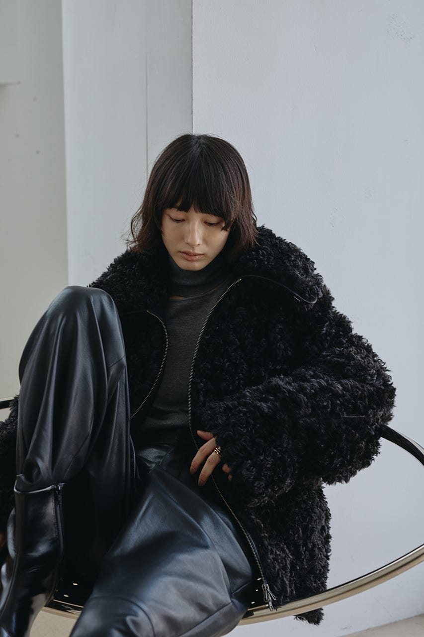 パッファーボアブルゾン BLK FREE