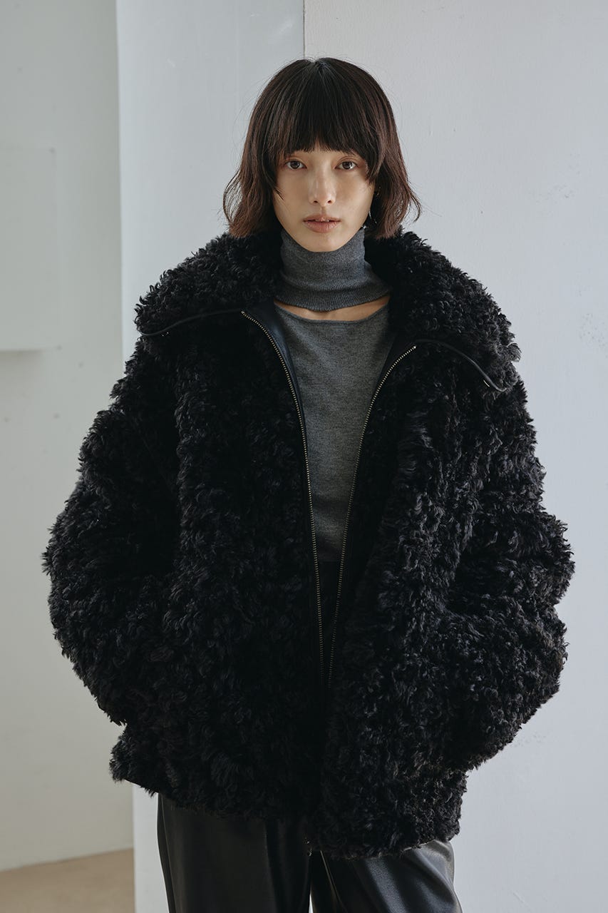 パッファーボアブルゾン BLK FREE
