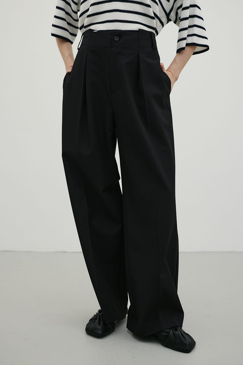 バックタックワイドパンツ BLK S