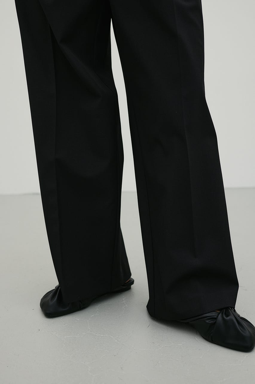 バックタックワイドパンツ BLK S