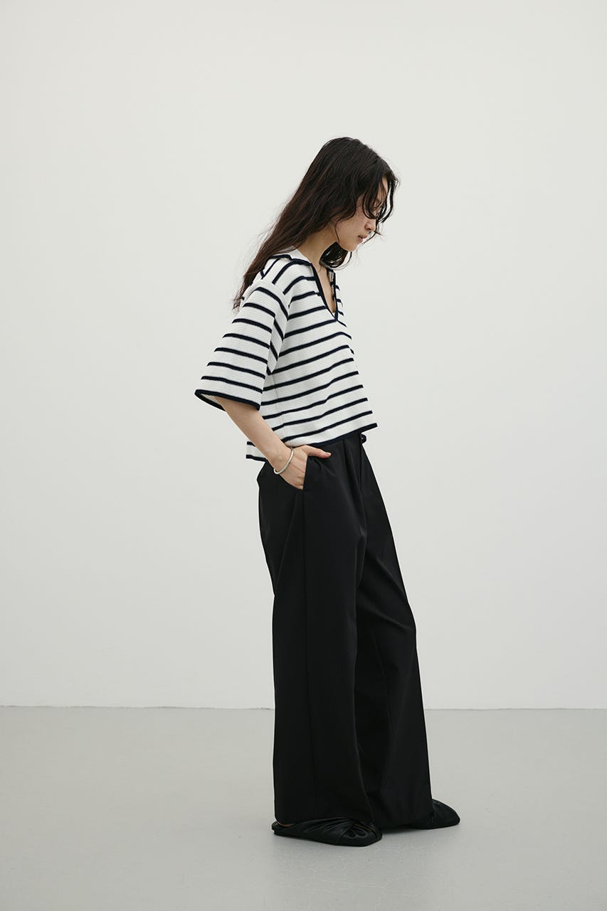 バックタックワイドパンツ BLK S