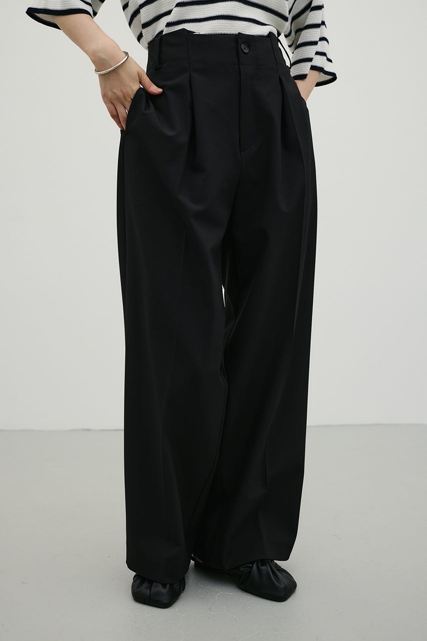 バックタックワイドパンツ BLK S