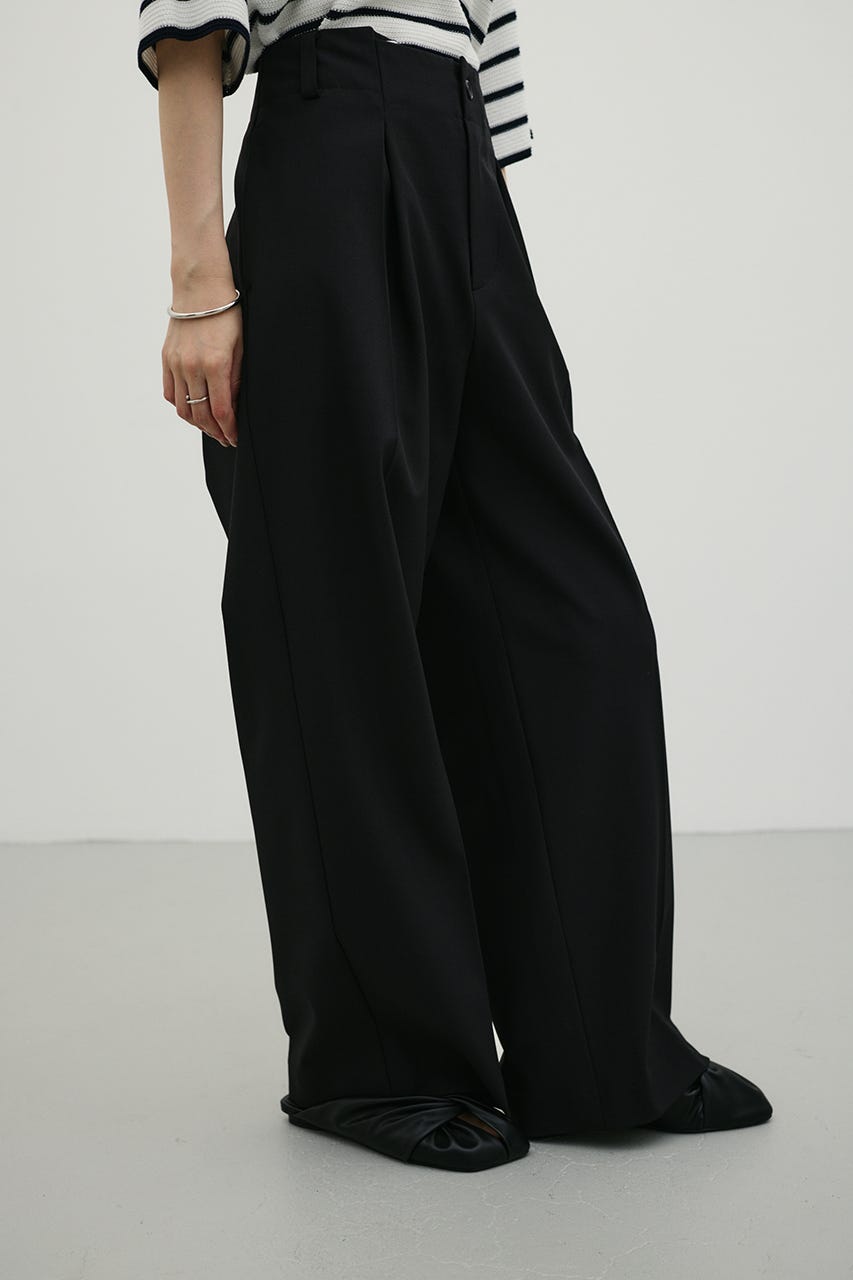 バックタックワイドパンツ BLK S