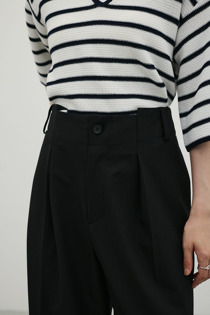 バックタックワイドパンツ BLK S