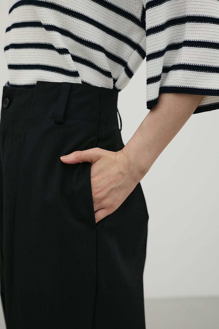 バックタックワイドパンツ BLK S