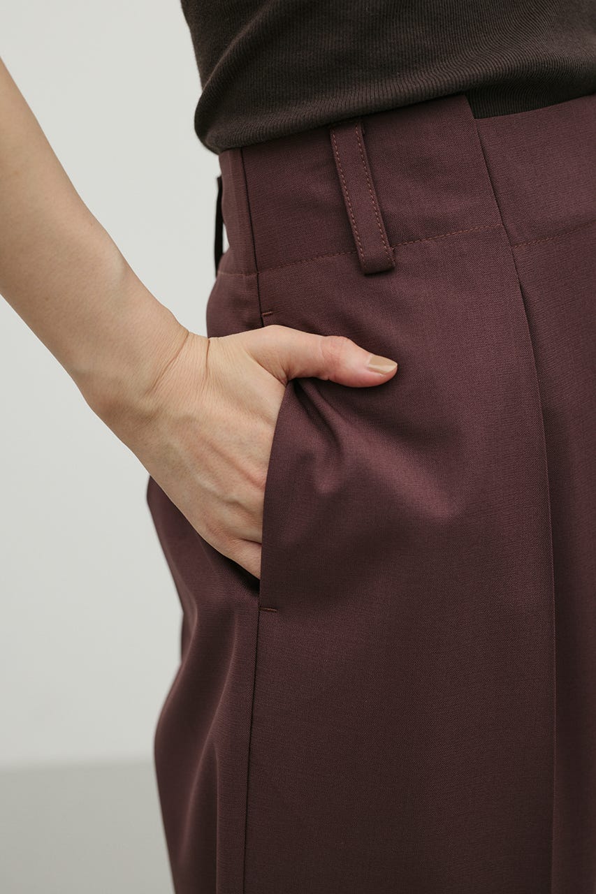 バックタックワイドパンツ BRN S