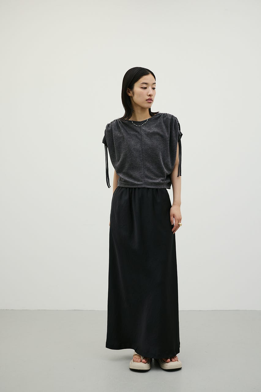 サテンナロースカート BLK M
