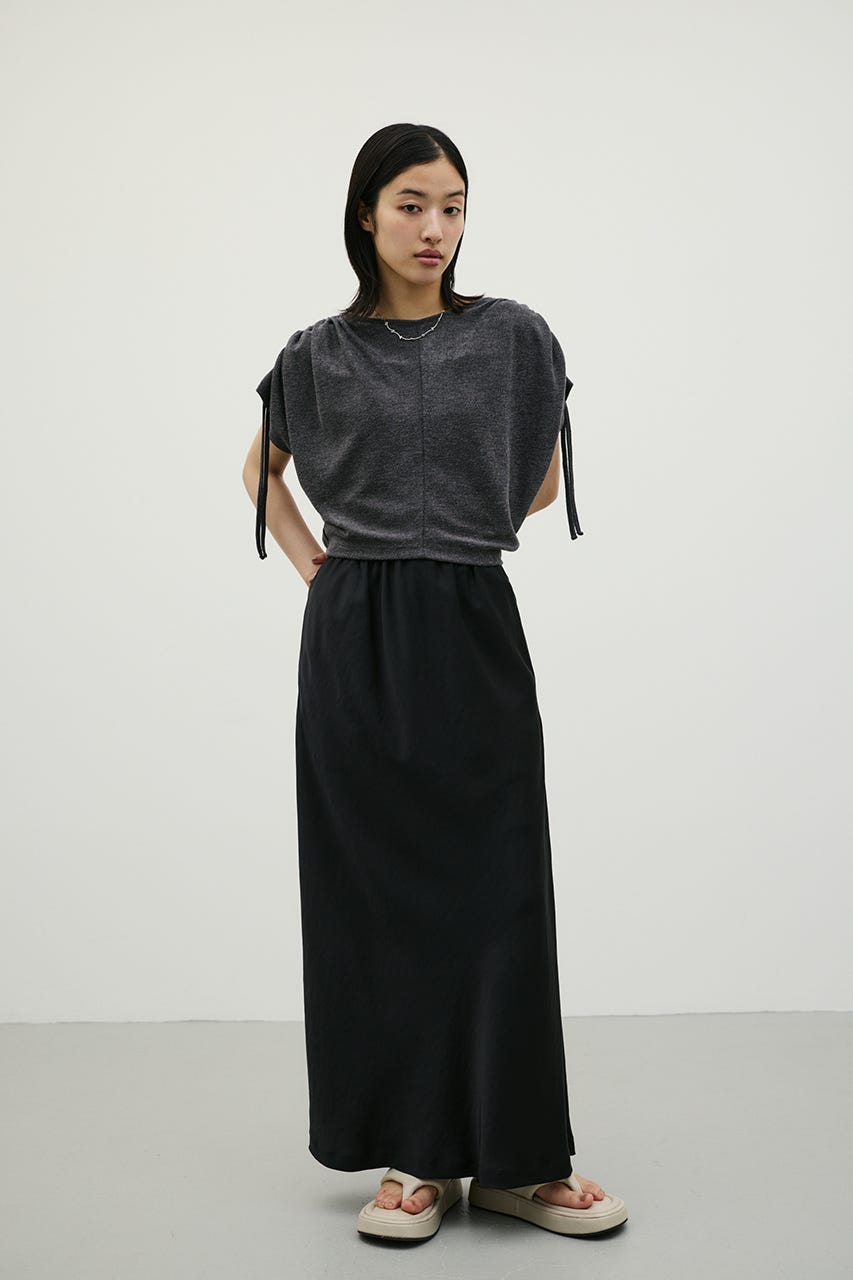 サテンナロースカート BLK M