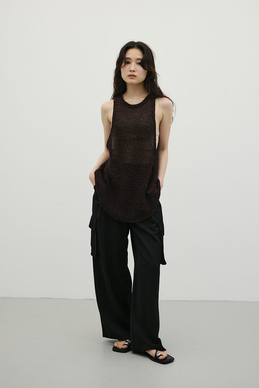 サテンカーゴパンツ BLK M