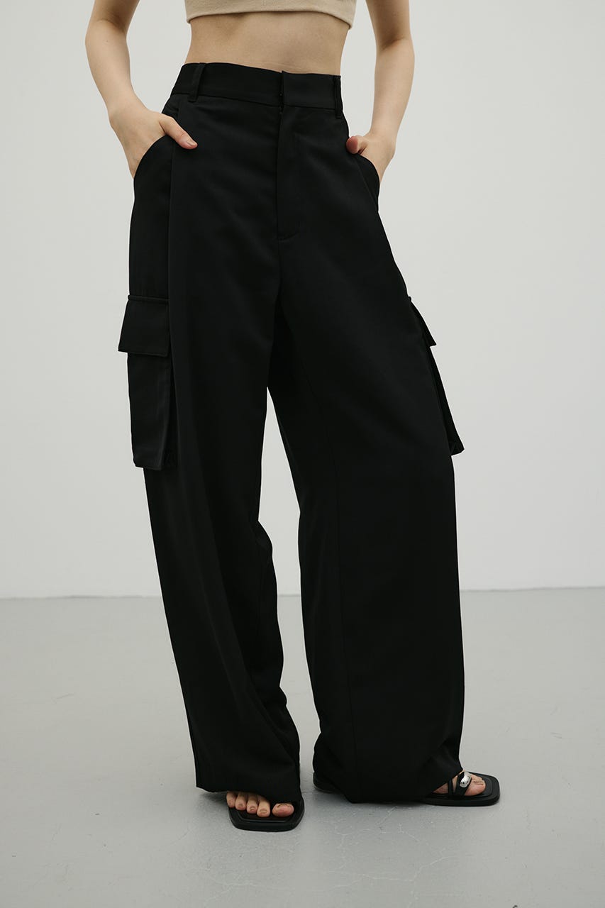 サテンカーゴパンツ BLK M