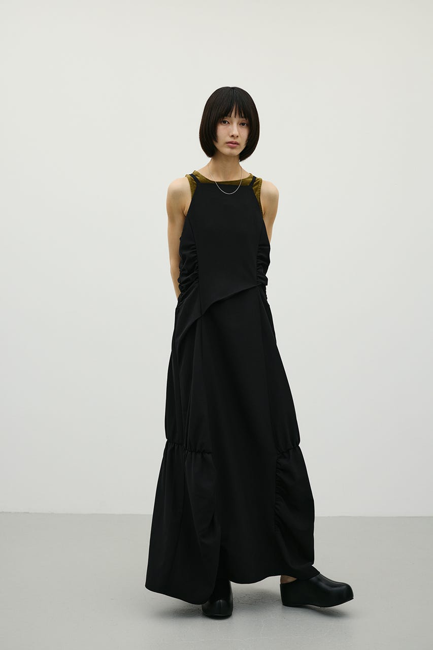 ギャザータックキャミワンピース BLK M