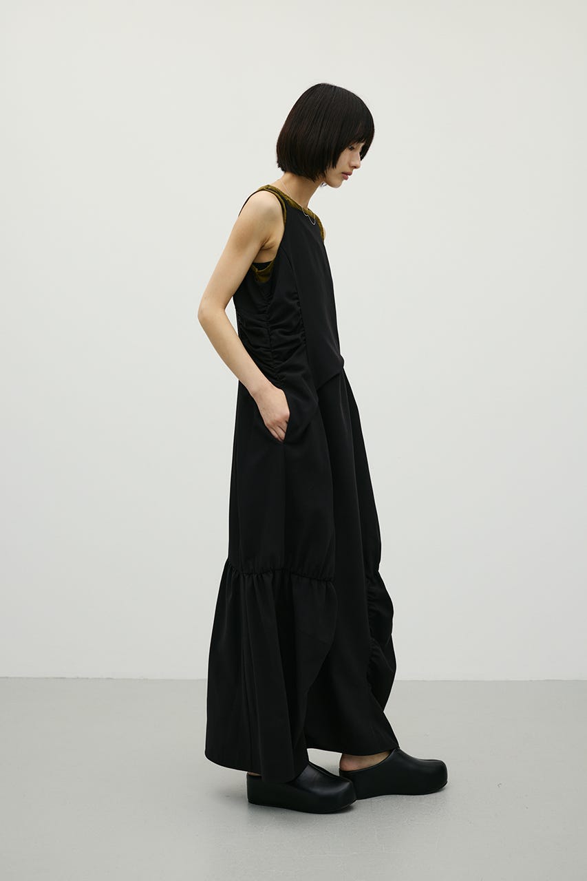 ギャザータックキャミワンピース BLK M