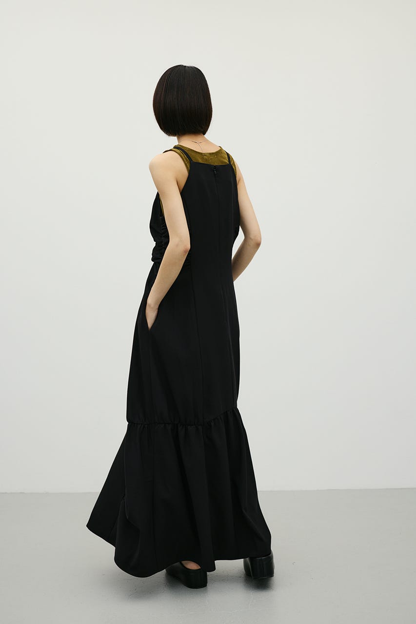 ギャザータックキャミワンピース BLK M