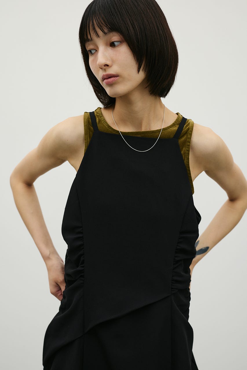 ギャザータックキャミワンピース BLK M