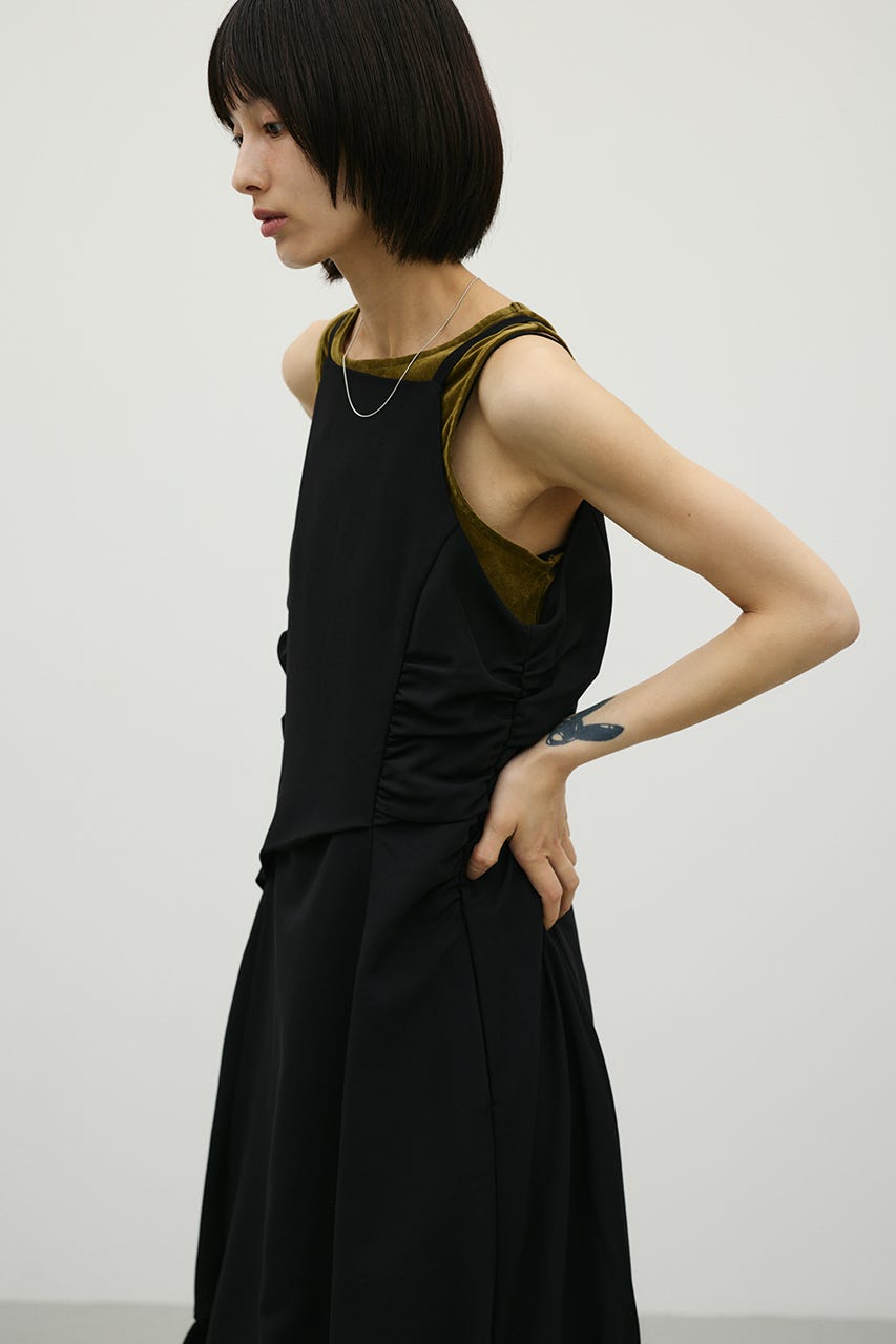 ギャザータックキャミワンピース BLK M