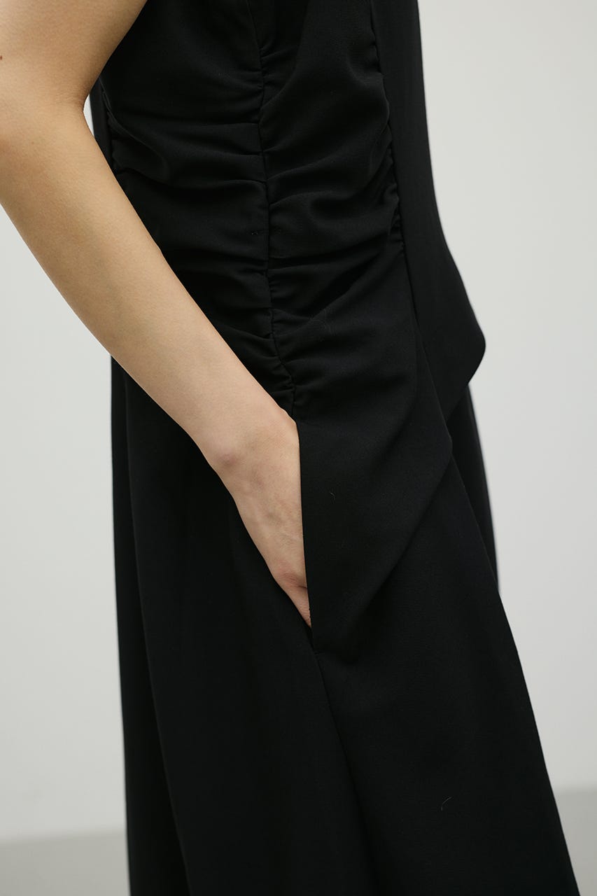 ギャザータックキャミワンピース BLK M