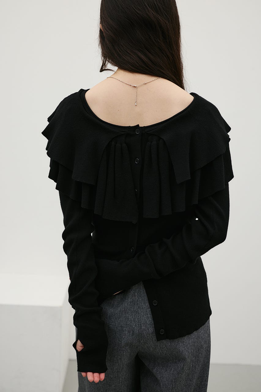 2WAYフリルニットトップ BLK FREE