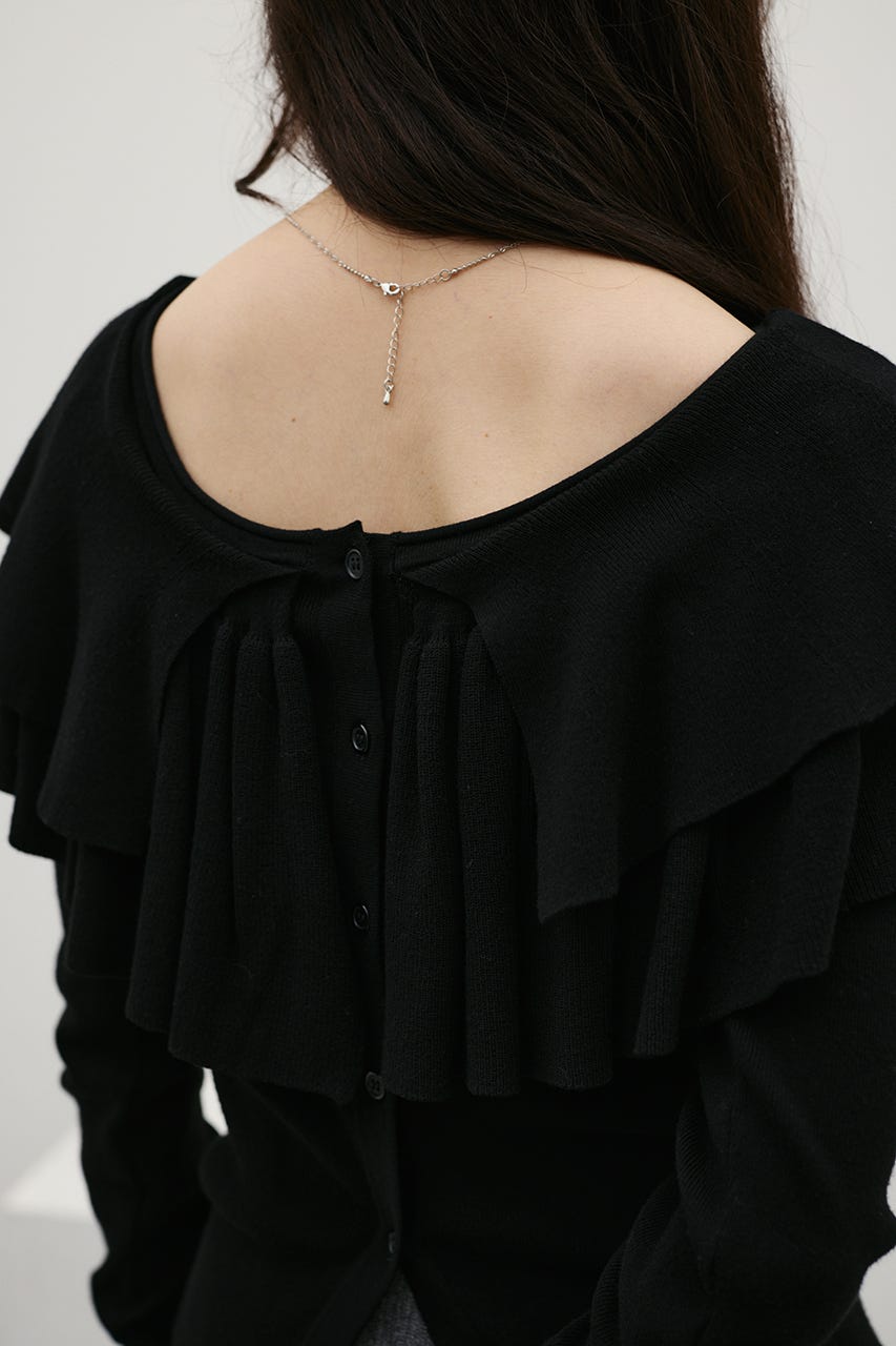 2WAYフリルニットトップ BLK FREE