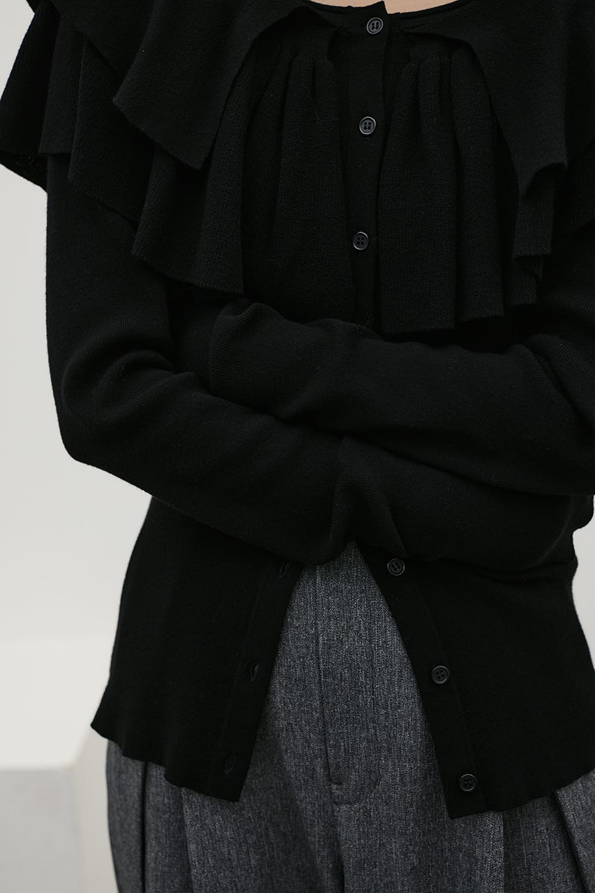 2WAYフリルニットトップ BLK FREE