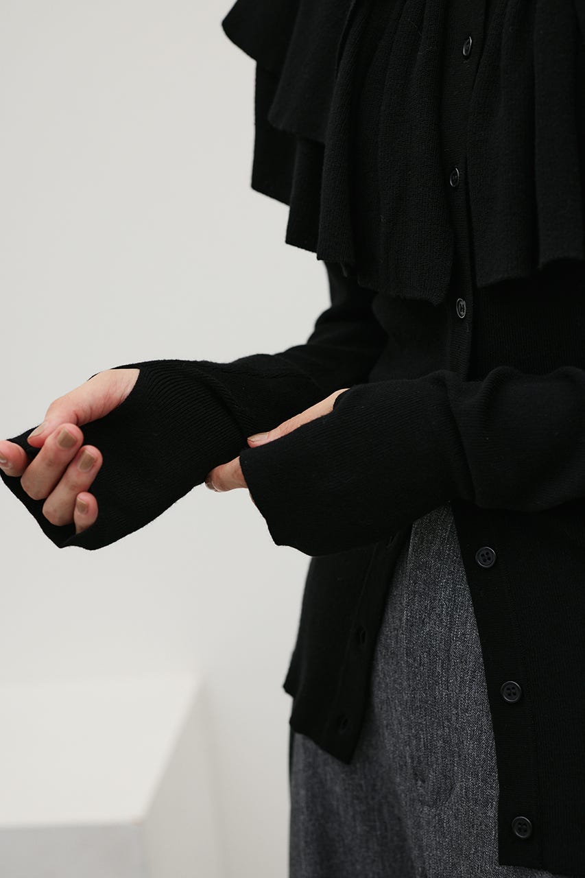2WAYフリルニットトップ BLK FREE