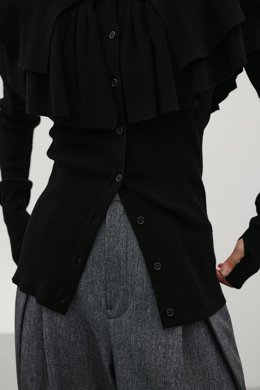 2WAYフリルニットトップ BLK FREE