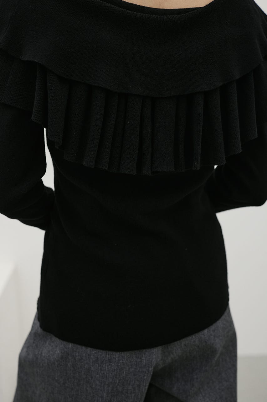 2WAYフリルニットトップ BLK FREE