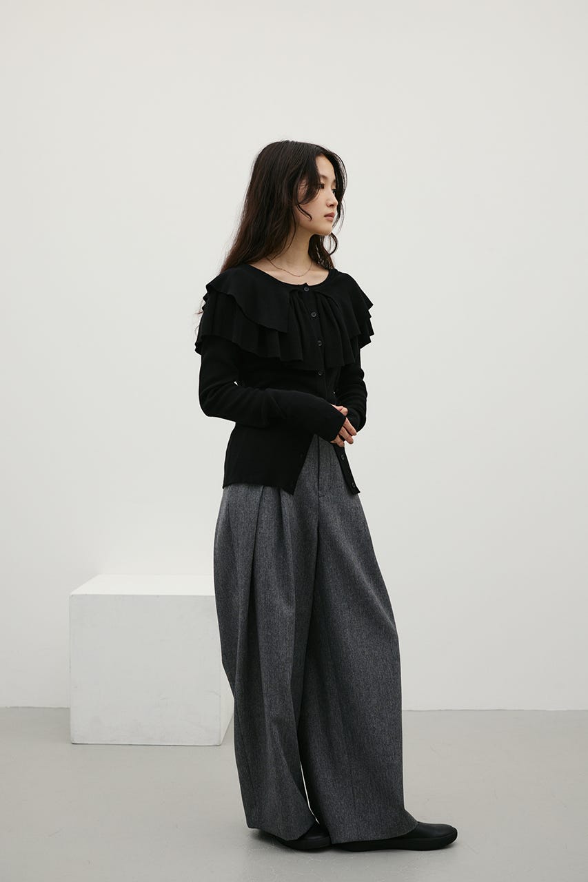 2WAYフリルニットトップ BLK FREE