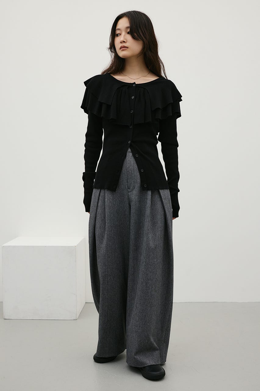 2WAYフリルニットトップ BLK FREE