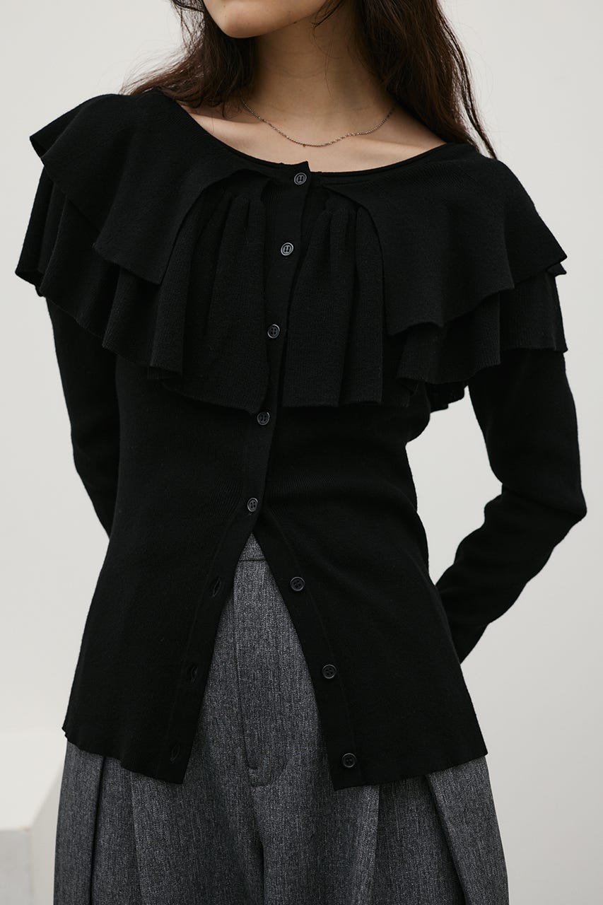 2WAYフリルニットトップ BLK FREE