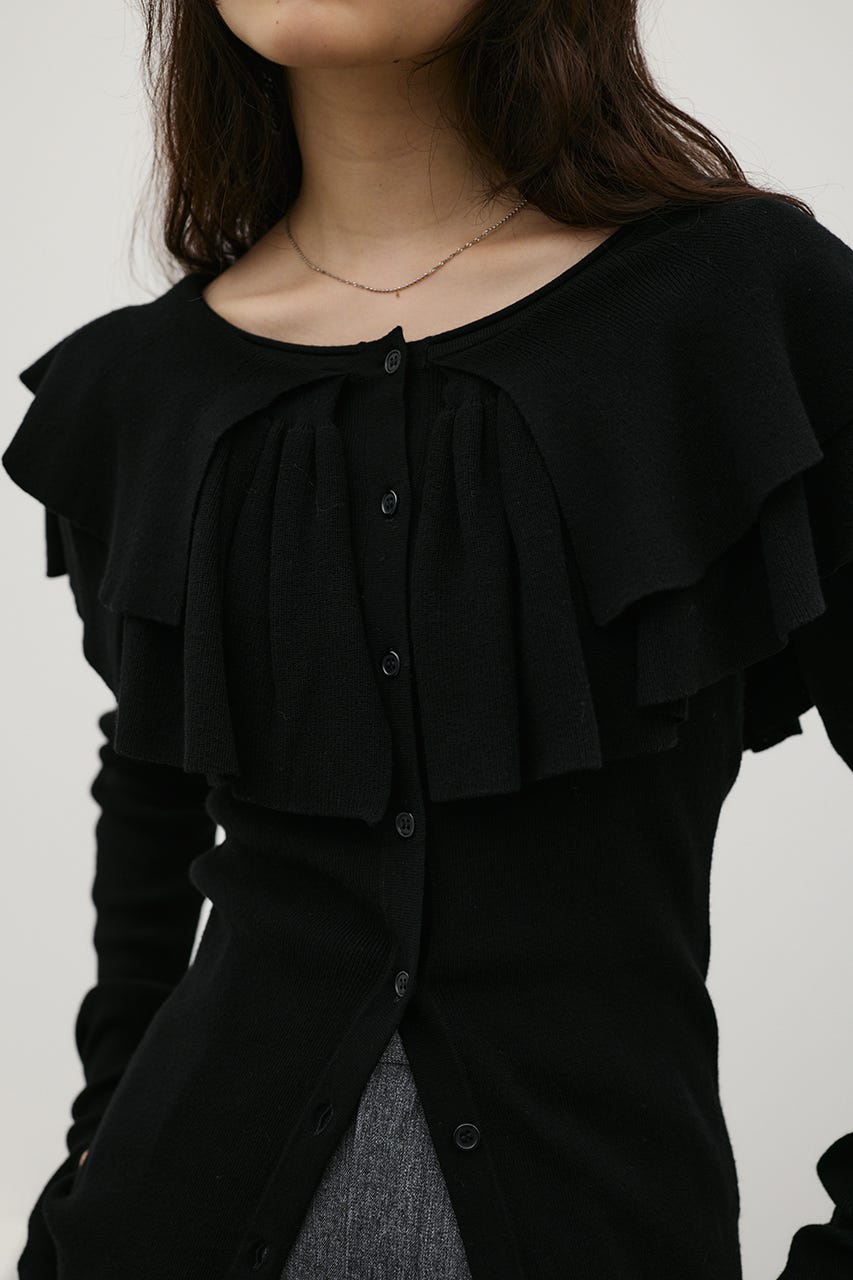 2WAYフリルニットトップ BLK FREE
