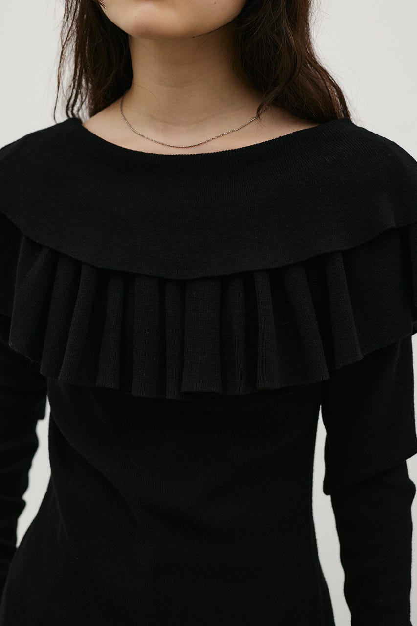 2WAYフリルニットトップ BLK FREE