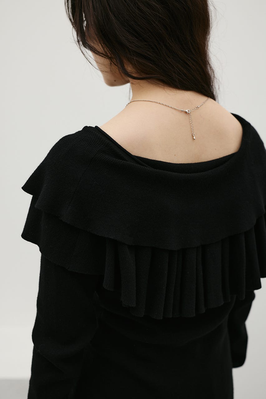 2WAYフリルニットトップ BLK FREE