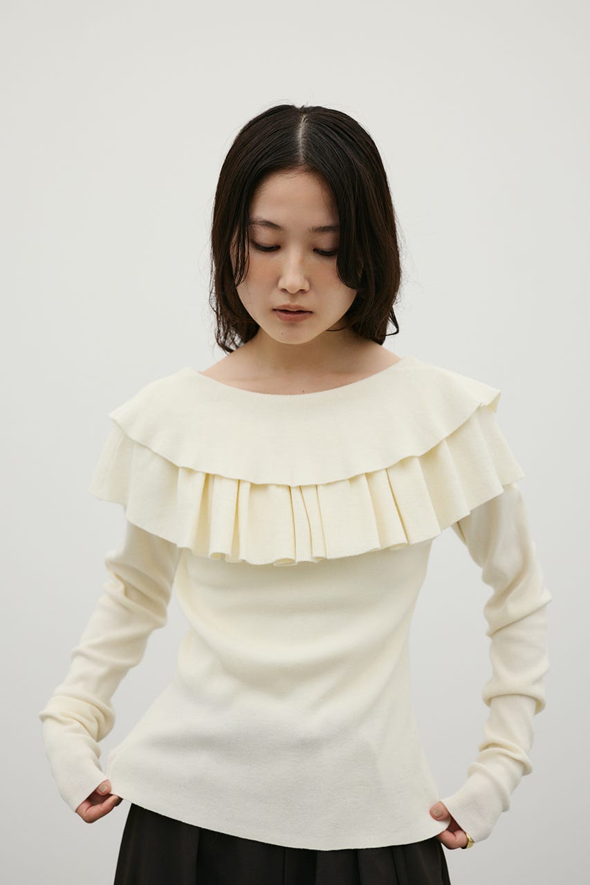 2WAYフリルニットトップ IVOY FREE