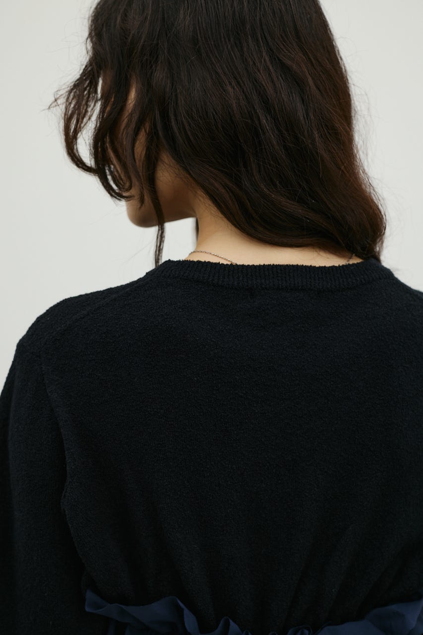 フリルコンビネーションニット BLK FREE